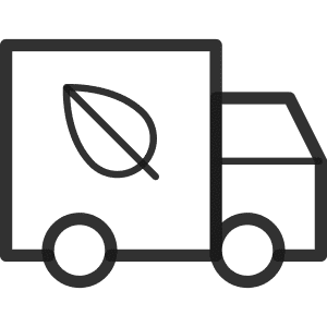 Een zwart-wit icoon van een bestelwagen met een blad erop.