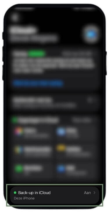 Stap 4 back-up maken: Klik op back-up in iCloud